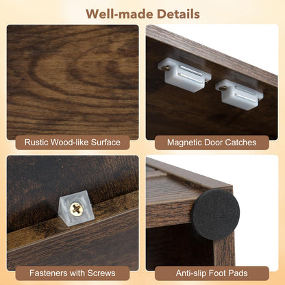 Wooden Storage Cabinet, Freestanding Buffet Sideboard with Doors & Shelves