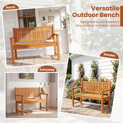 2/3-Person Garden Bench, All-Weather Wooden Patio Loveseat Park Bench Chair