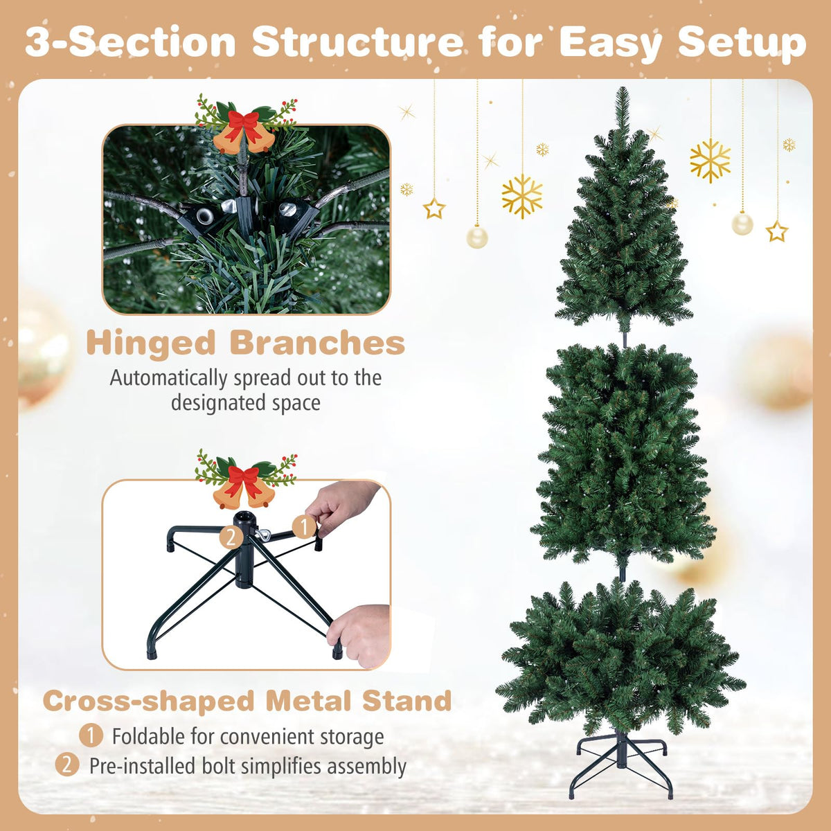 6FT Pre-Lit Christmas Tree with RGB LED Lights