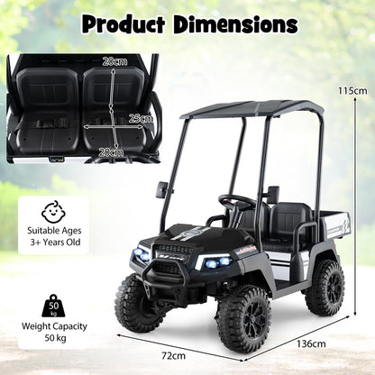 24V Kids Golf Cart 4WD 2 Seater Ride on Car with Dump Bed