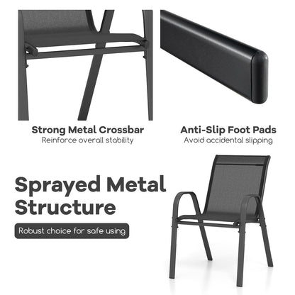 Set of 4 Patio Chairs with Armrests for Garden Deck and Porch