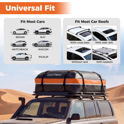 15/21 Cubic Feet Car Roof Bag, 100% Waterproof Roofing Cargo Carrier with Anti-Slip Mat