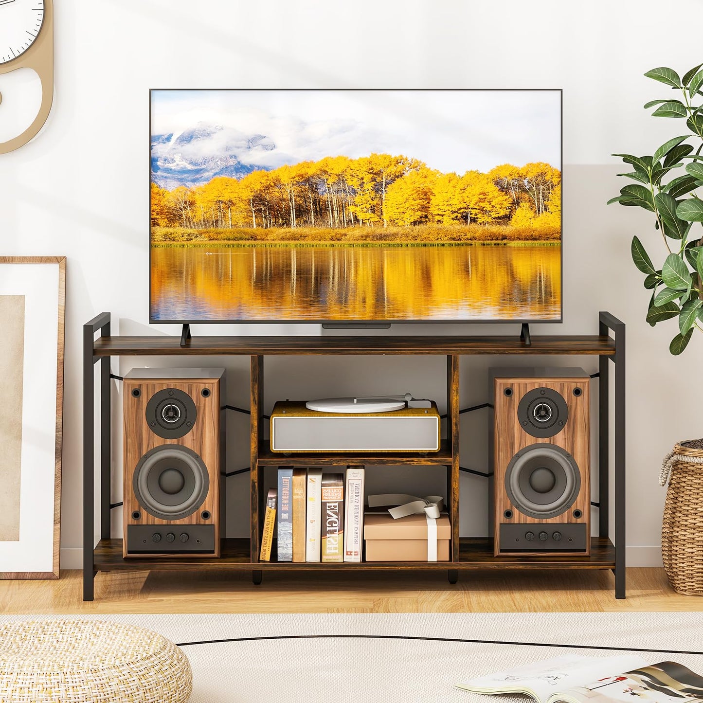 Giantex  TV Stand Cabinet for 55 Inch TVs 120cm Industrial TV Unit Media Entertainment Center