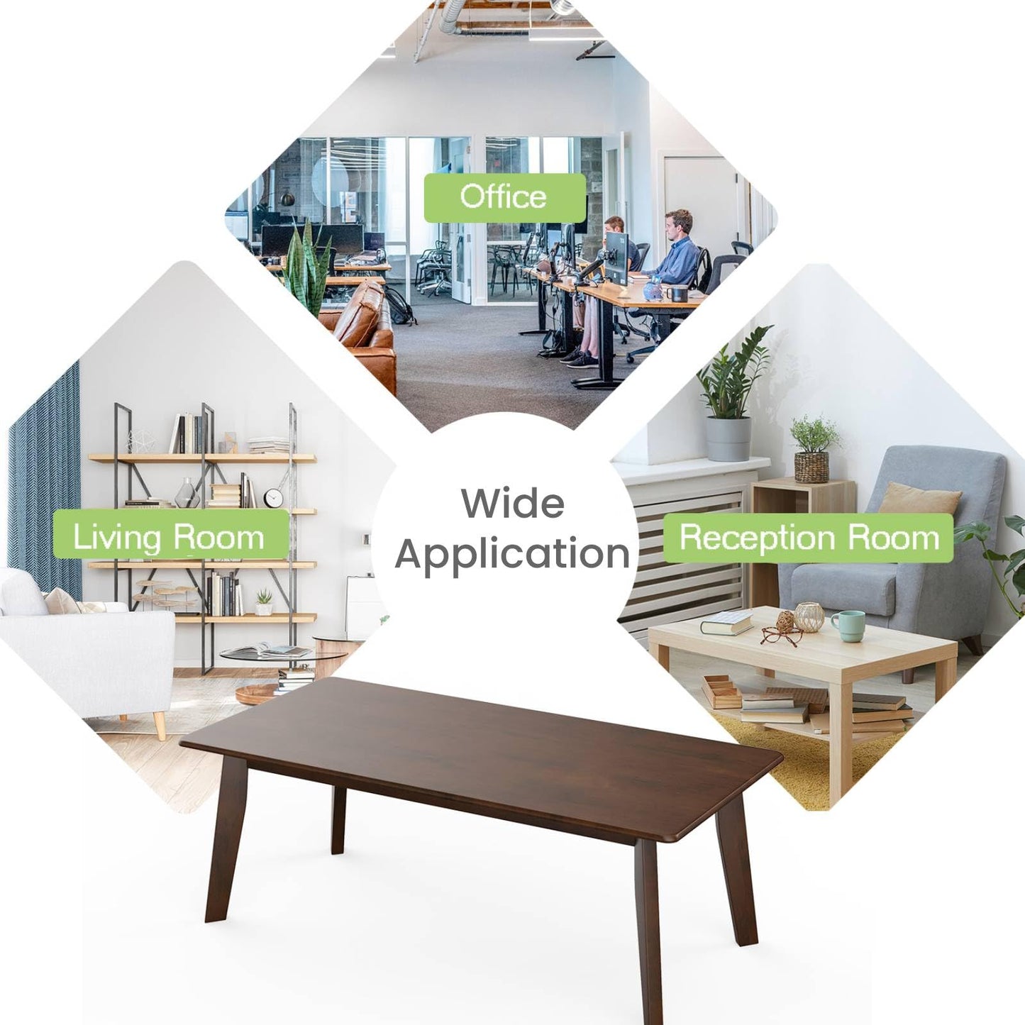 Rectangular Coffee Table with Rubber Legs