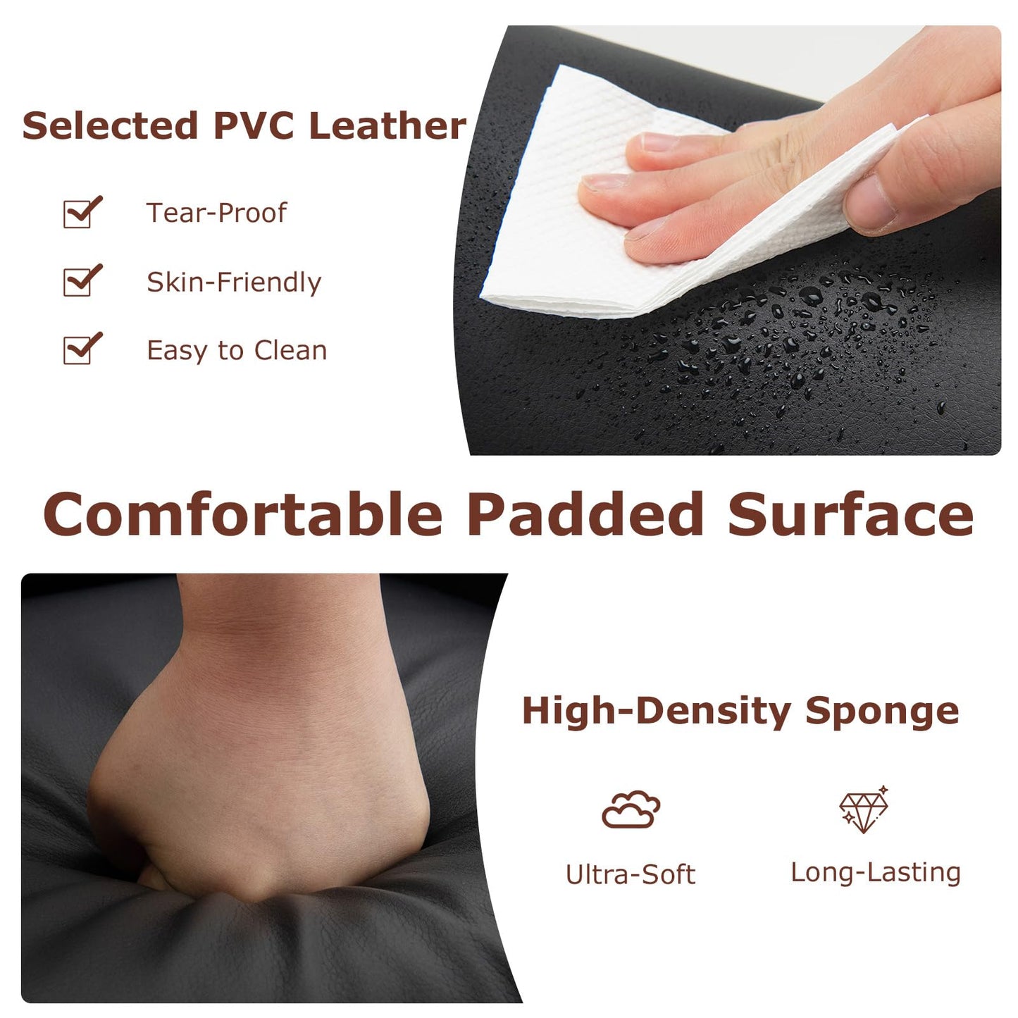 Set of 2 Counter Height Chairs with Rubber Wood Legs