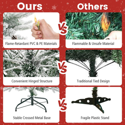 4.5 FT Artificial Xmas Tree with Pine Needles, LED Lights and Pinecones