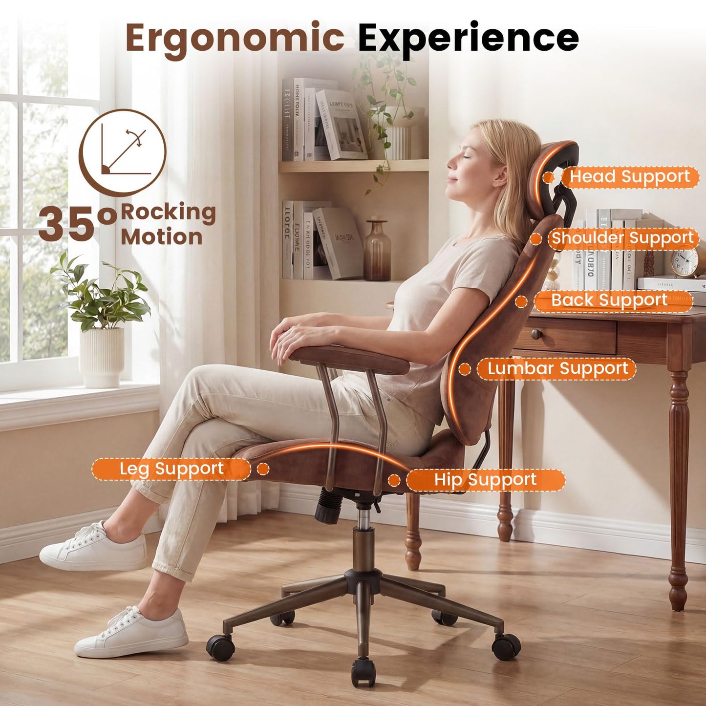 Ergonomic Office Chair, High Back Computer Desk Chair with 2D Headrest