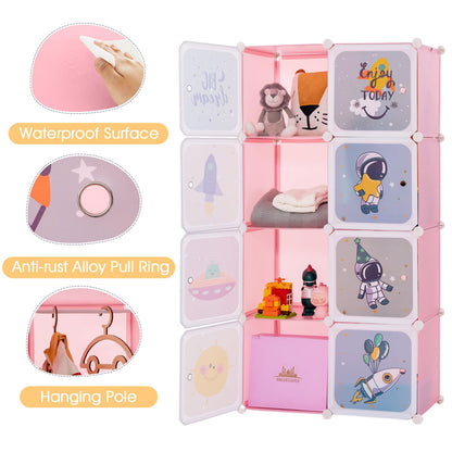 8-cube Baby Closet Organizer with Doors and Hanging Section