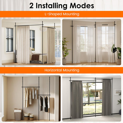 Room Divider Curtain Rod, No Drilling Adjustable Tension Rods Stand for Room Separation