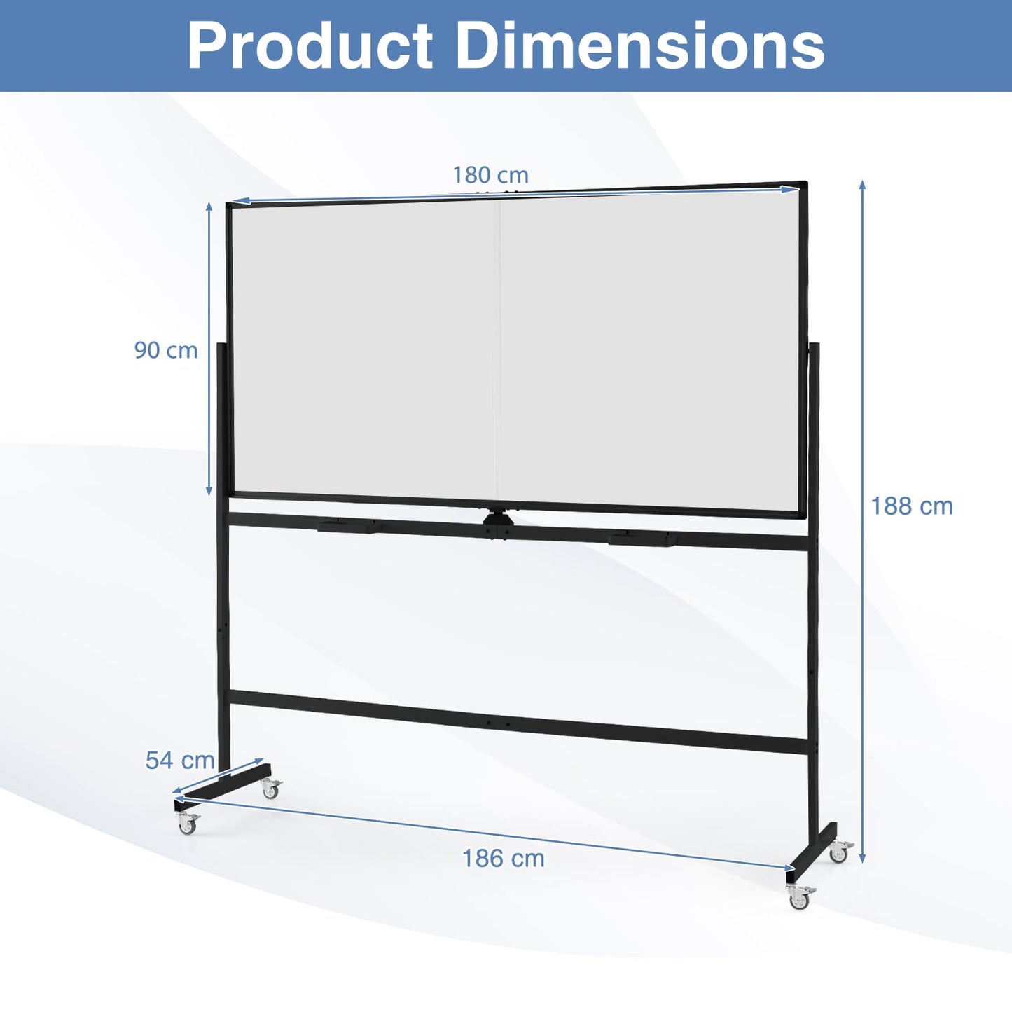 Rolling Whiteboard on Wheels with Stand and Aluminum Alloy Frame