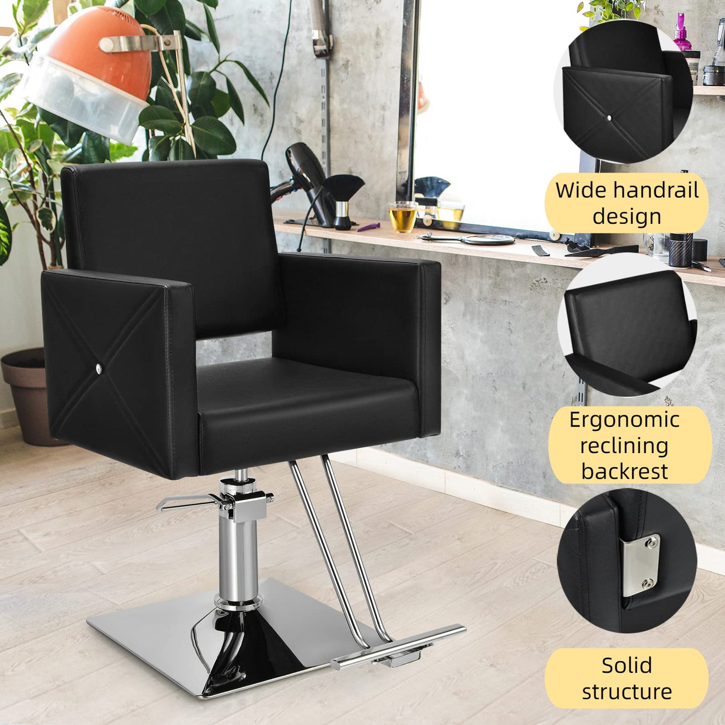 360 Degree Swivel Hairdressing Chair with Footrest and Backrest