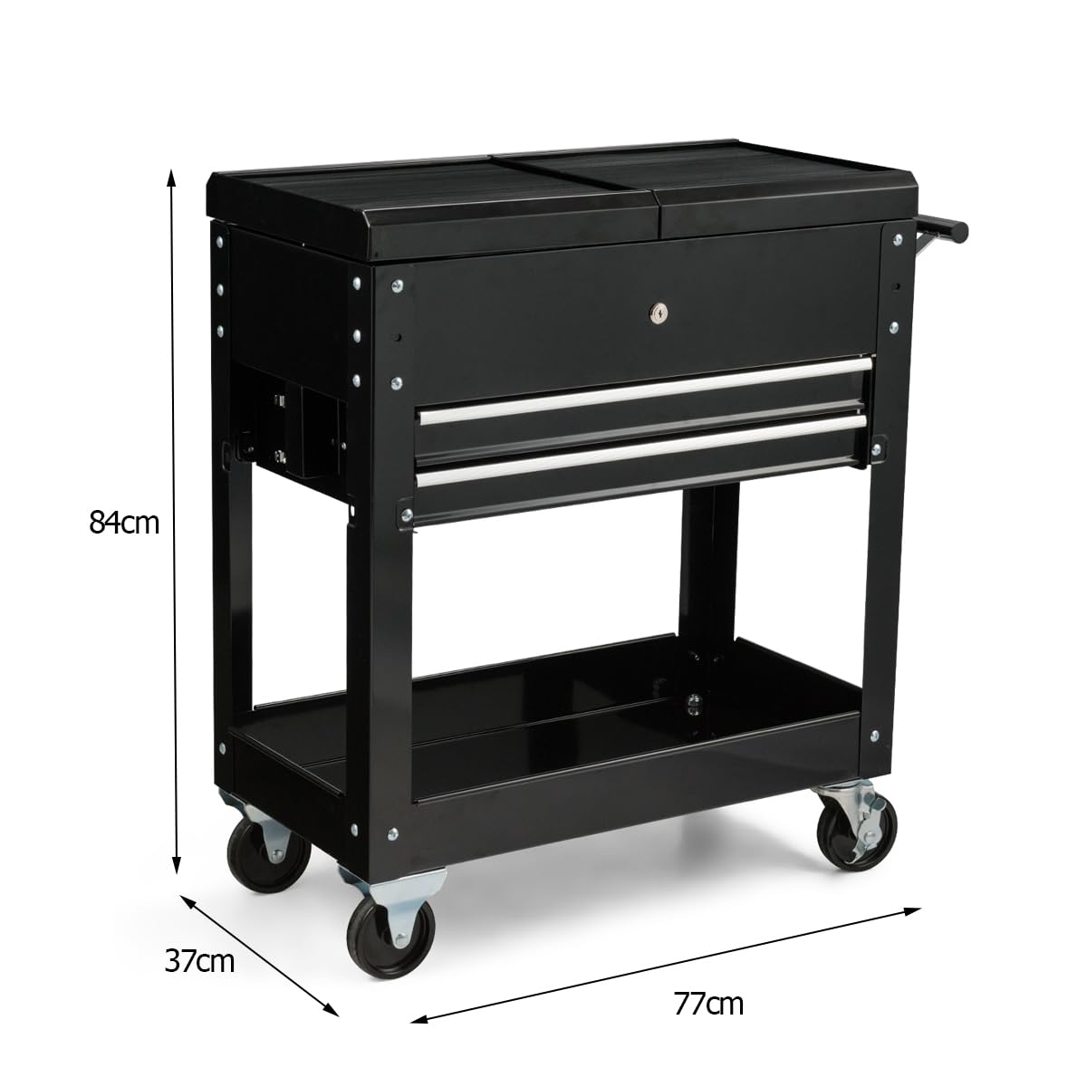 Lockable Rolling Tool Cart with Wheels and Drawers