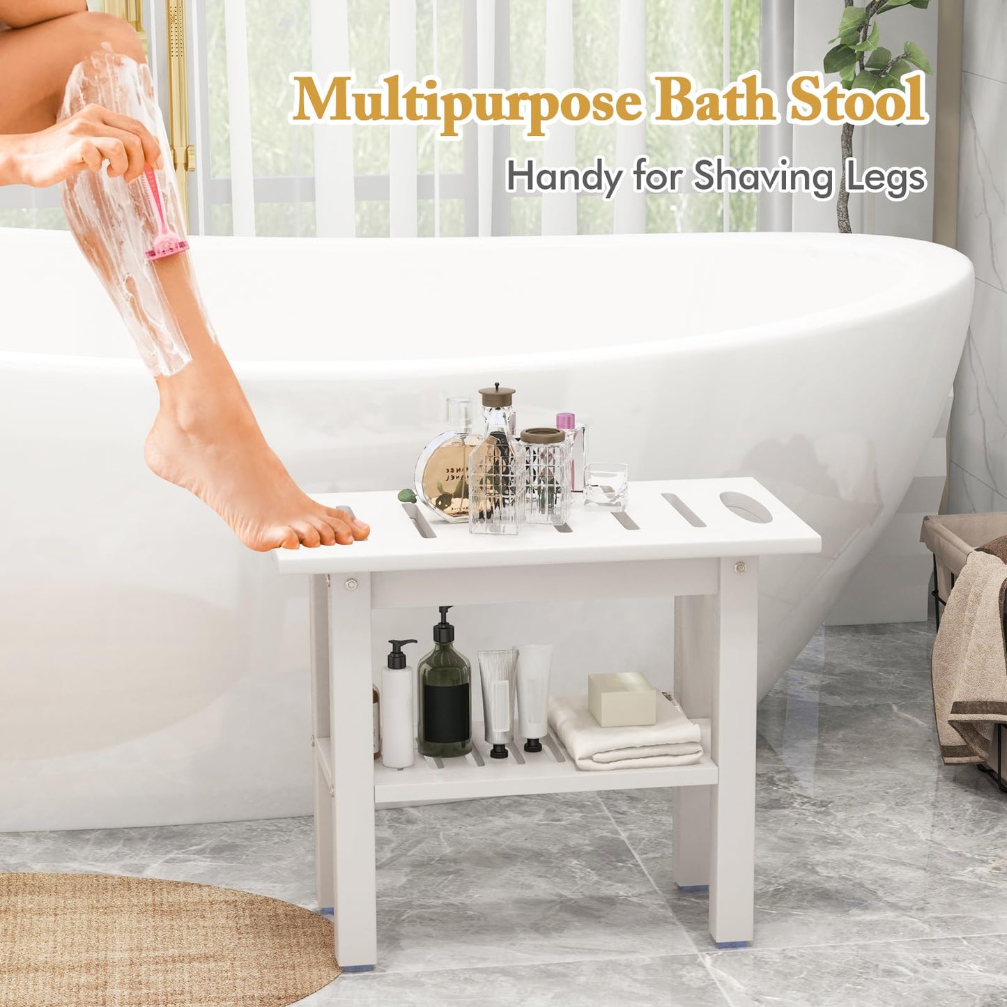 Waterproof HDPE Shower Bench Bath Stool for Inside Shower