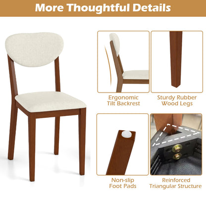 Set of 2 Sherpa Dining Chairs with Rubber Wood Legs