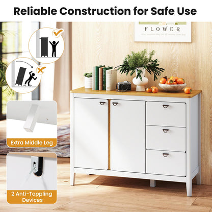 Buffet Cabinet with 2 Door and 3 Pull-out Drawers for Living Room