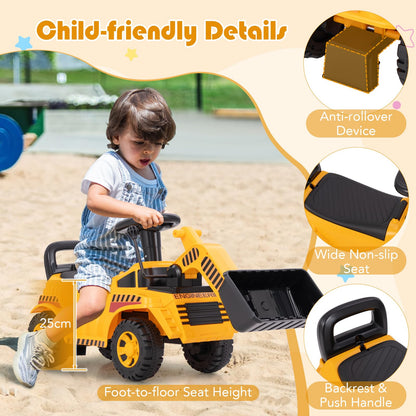 Kids Ride on Excavator Bulldozer with Adjustable Front Bucket