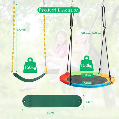A-Frame Metal Swings Stand with Belt Swing and Nest Swing
