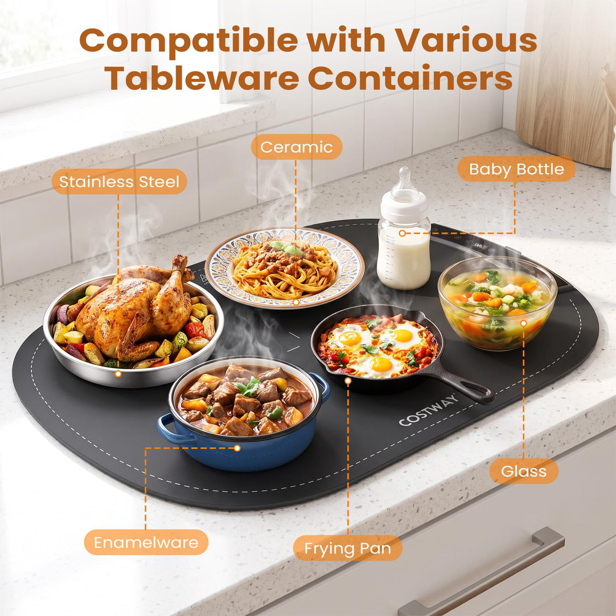 Electric Food Warming Mat, Roll-Up Buffet Warmer 7 Heat