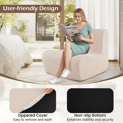 Lazy Floor Sofa Chair with Soft Velvet and Ergonomic Support