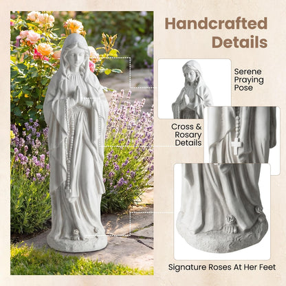 Garden Statue, Tall Virgin Mary/St. Francis Statue, Indoor Outdoor Religious Sculpture Art Decoration
