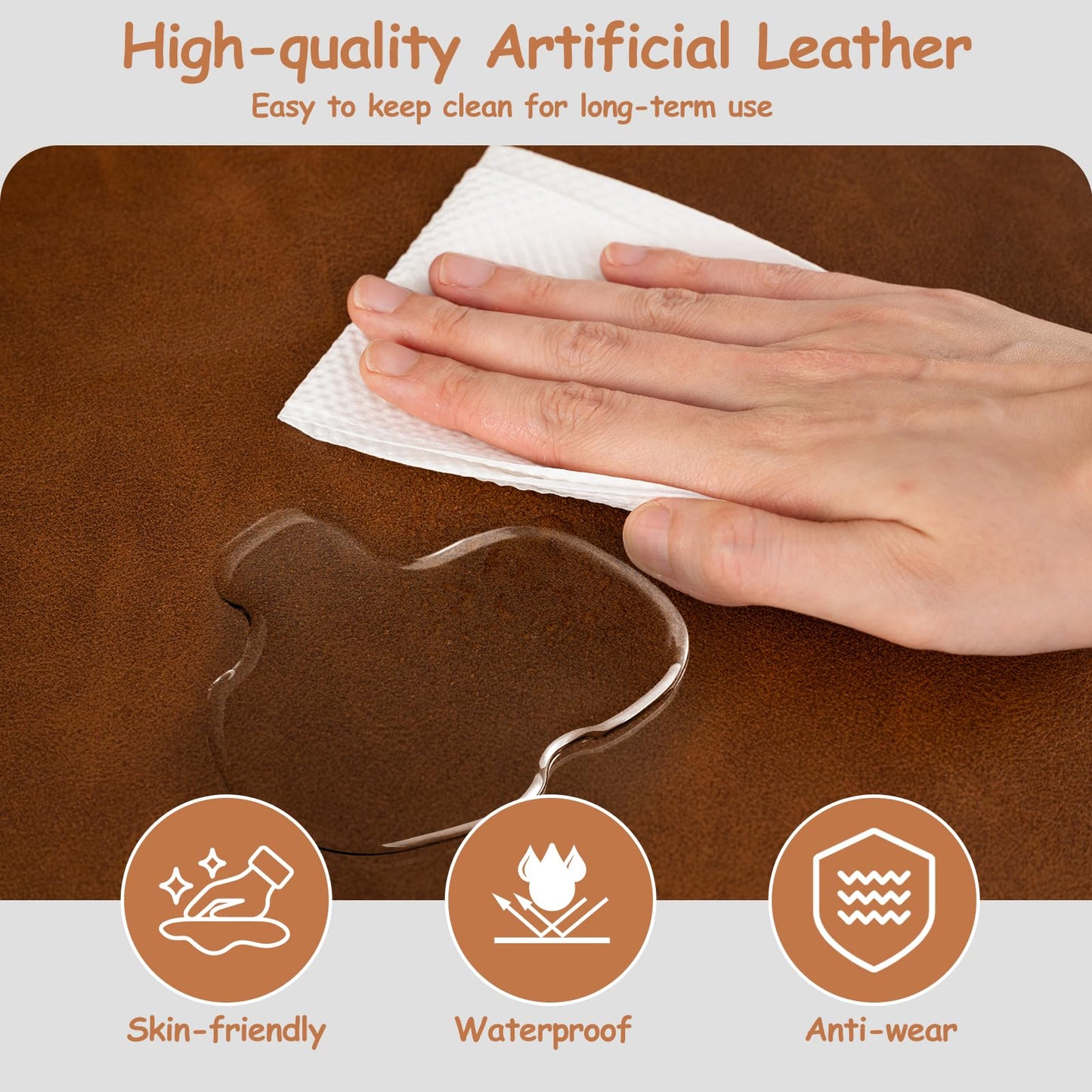 PU Leather Accent Chair with Removable Back Pillow
