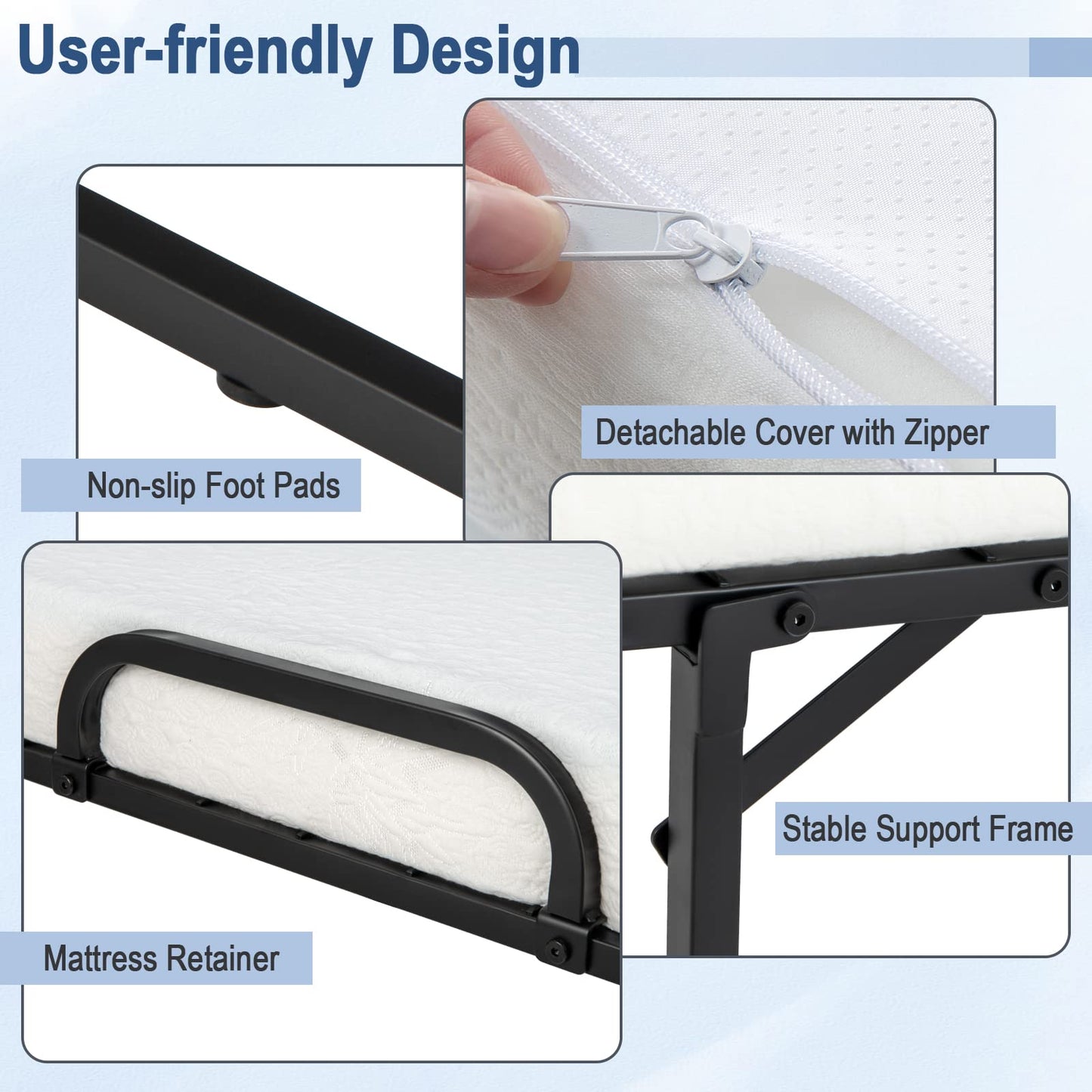 Folding Bed with 10 cm Mattress for Adults and Kids