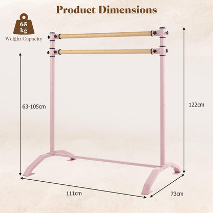Double Ballet Barre, Freestanding Dance Stretch Bar