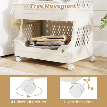 3/4/5/6 Tier Rolling Laundry Basket with Wheels and Handles for Laundry Room
