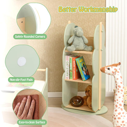 Display Corner Book Shelf with Side Hooks for Small Space
