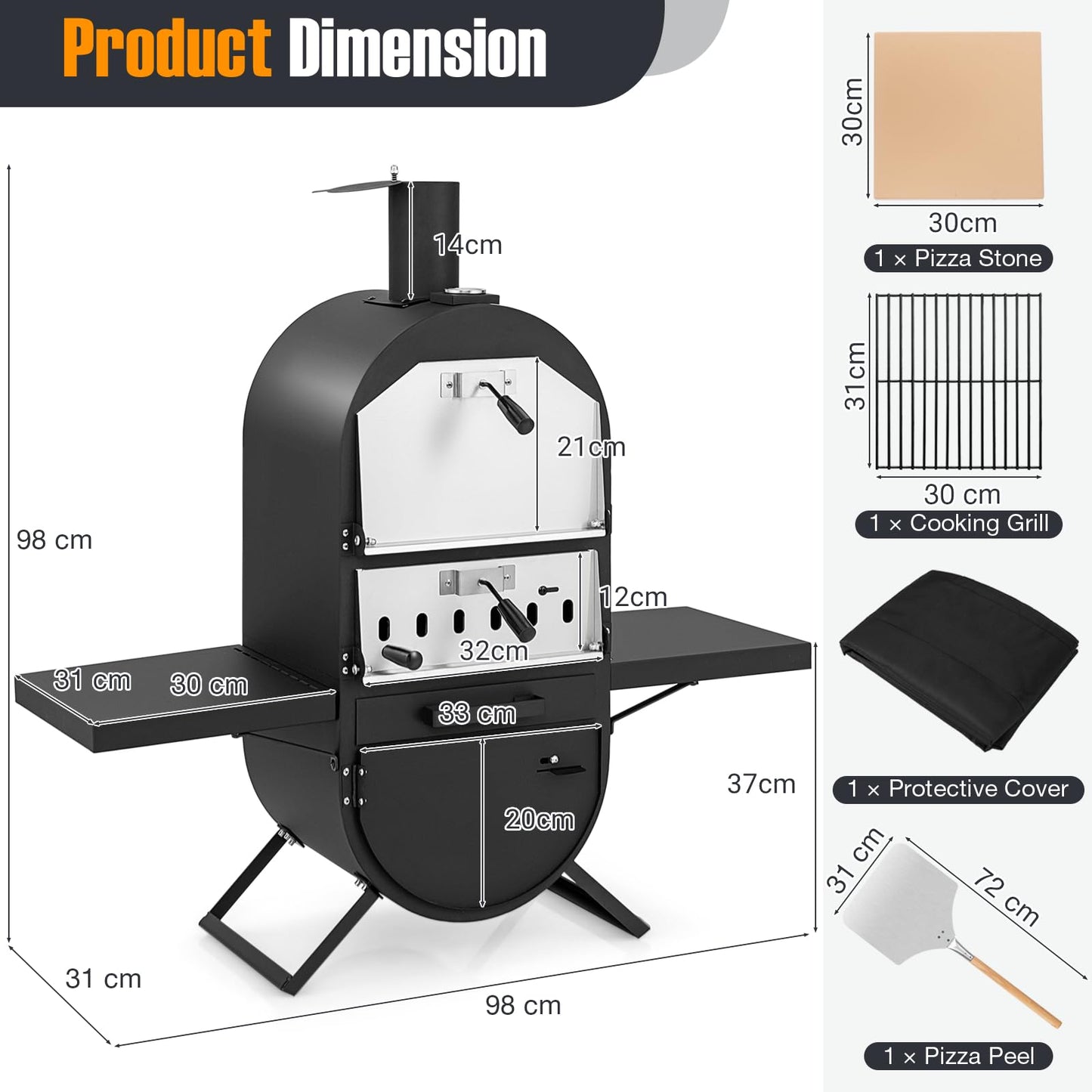 Outdoor Pizza Maker with Cover for BBQ