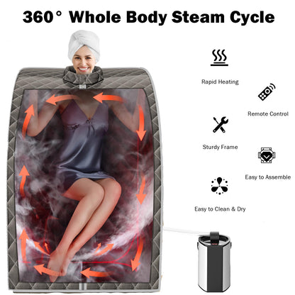 3L Portable Steam Sauna with 9-Level Temperature and Folding Chair