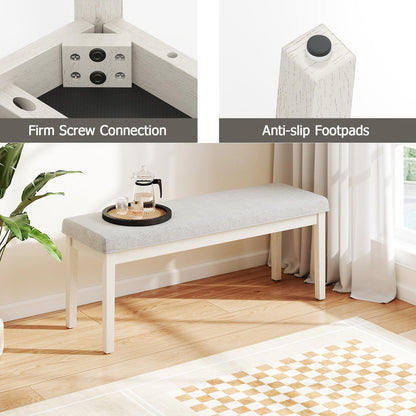 Upholstered Dining Bench Shoe Bench with Rubber Wood Legs and 300 KG Max Load