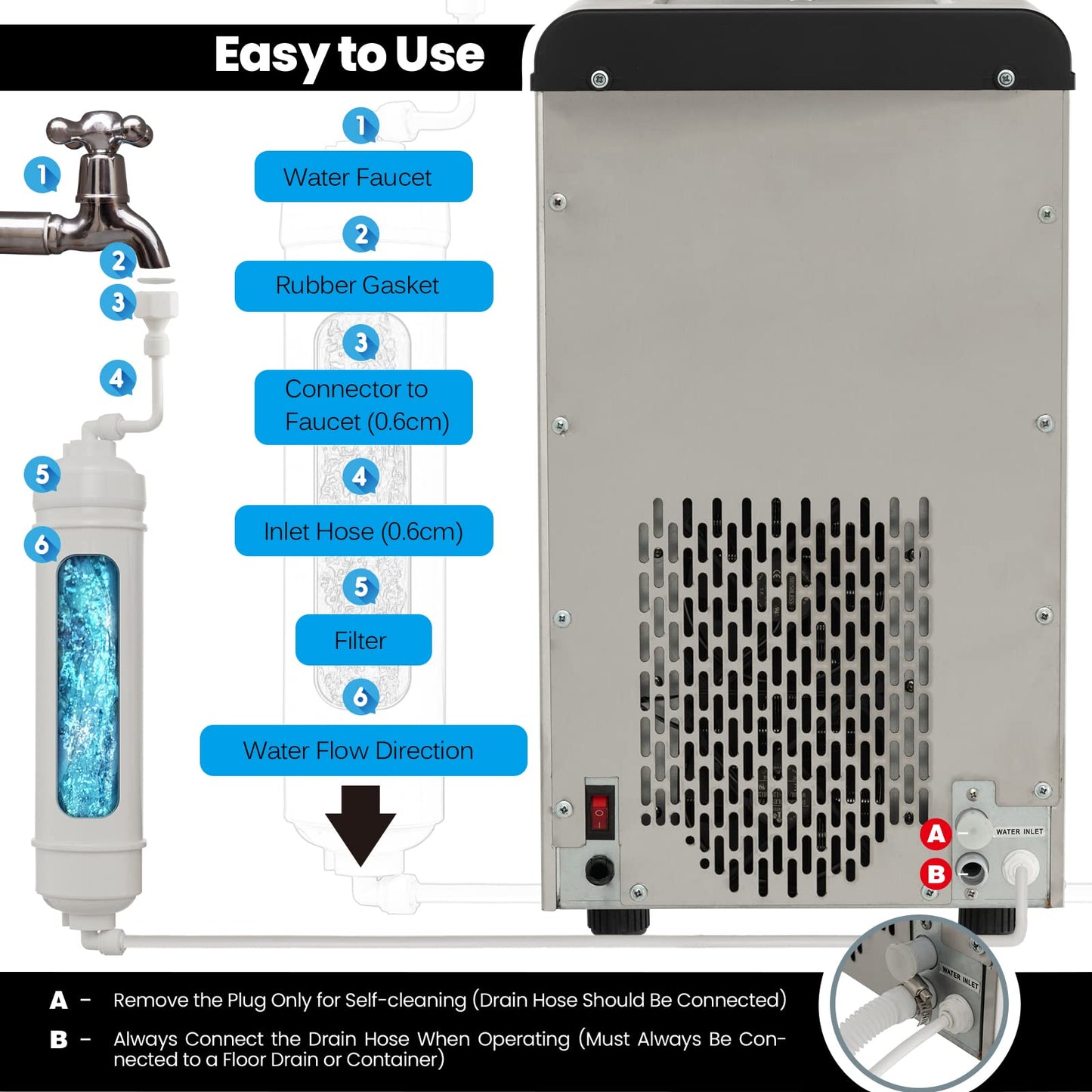 26kg(60lbs)/24H Ice Making Machine Self Dispensing Countertop Nugget Ice Maker