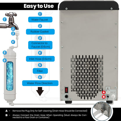 26kg(60lbs)/24H Ice Making Machine Self Dispensing Countertop Nugget Ice Maker
