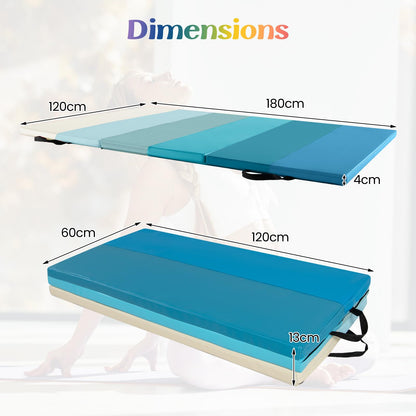 Gymnastics Mat Tri-Fold Thick Tumbling Mat with Hook and Loop Fasteners