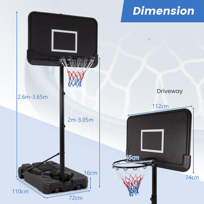 Professional Basketball Goal System with 44 Inch Shatterproof Backboard and Wheels