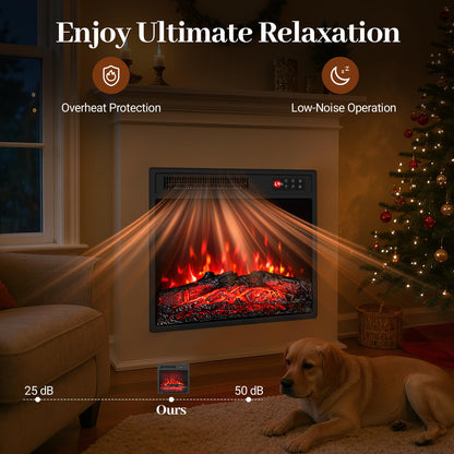 19”/48cm Electric Fireplace, Recessed Freestanding Fire Heater with 7 Flame Color