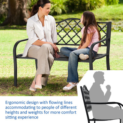 128 x 60 x 87 cm Outdoor Metal Frame Loveseat Park Bench