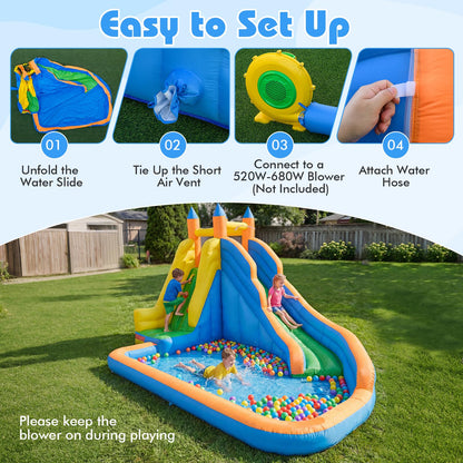 Inflatable Water Slide 3-in-1 Giant Water Park with Curved Slide