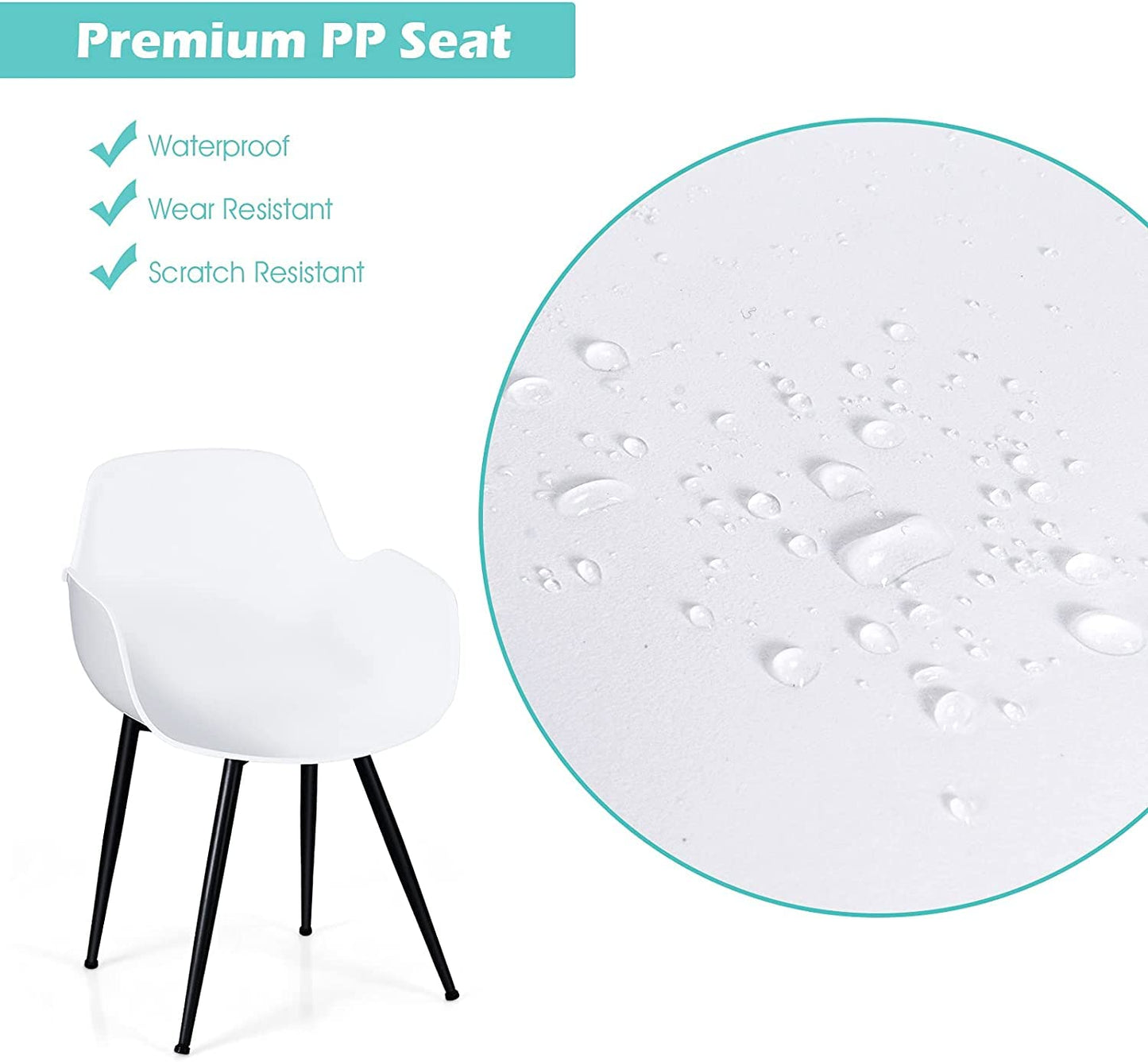 GiantexUK Set of 2 Dining Chairs, Modern Plastic Chairs with Backrest