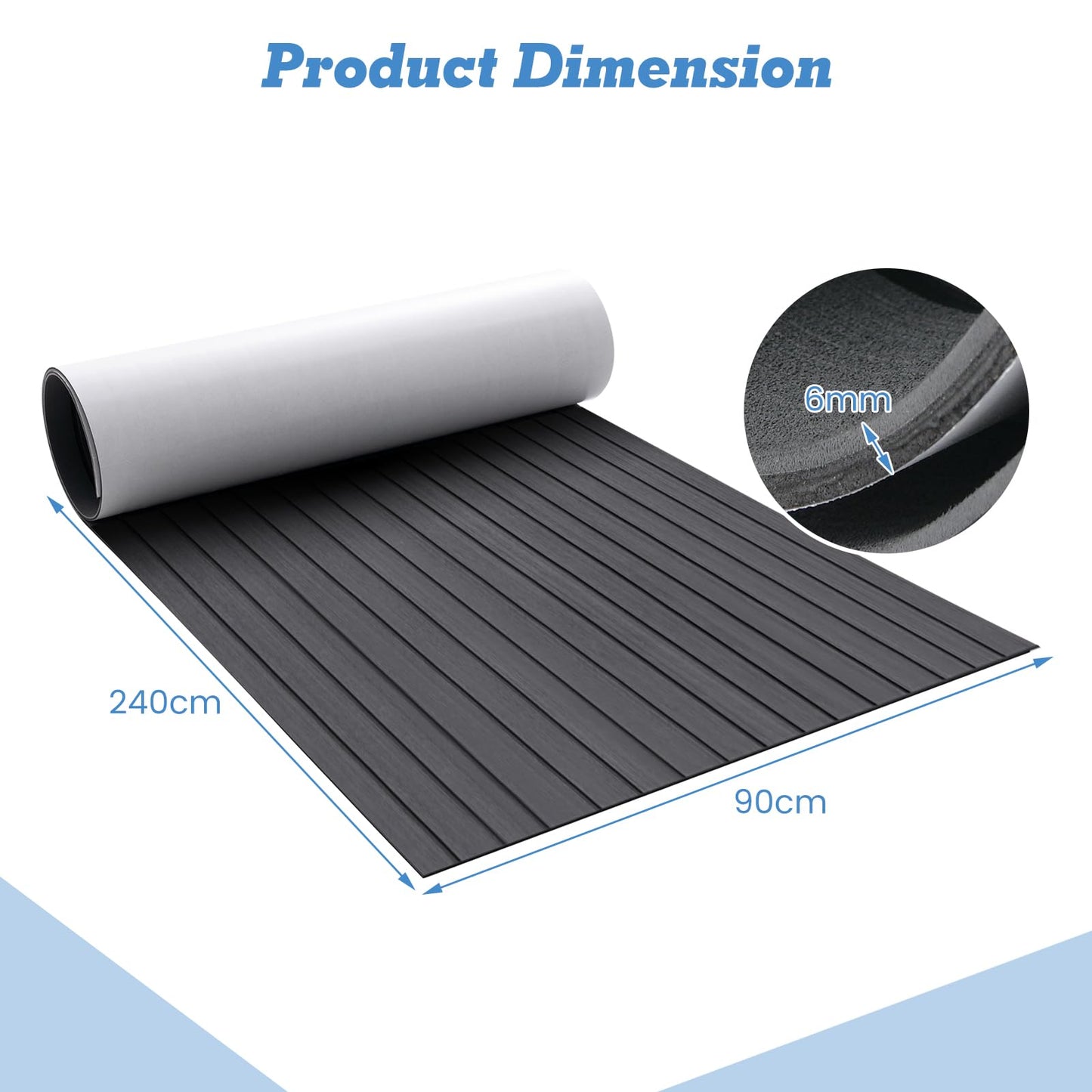 240 x 90 cm Non-Slip Marine Carpeting Mat