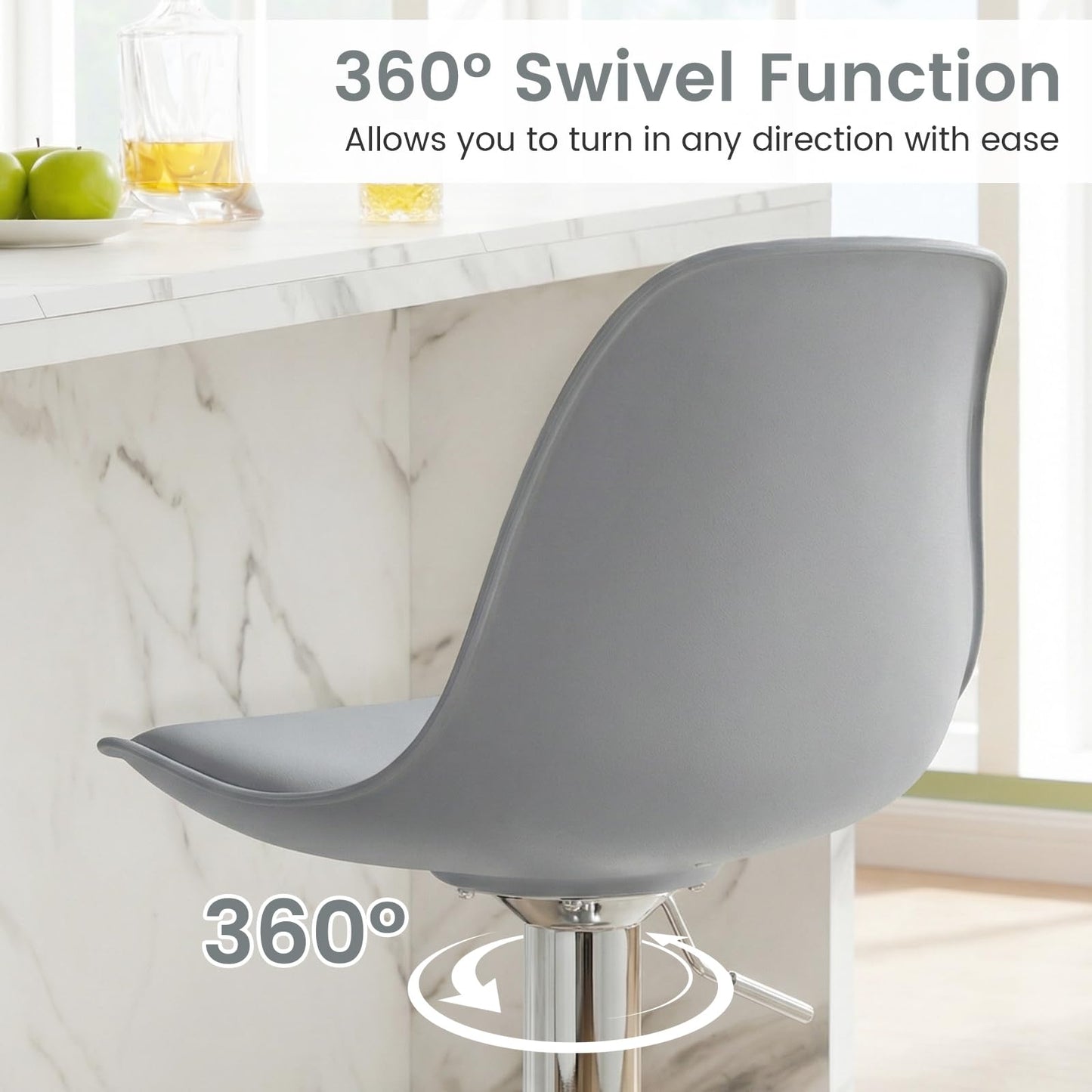 Bar Stools Set of 2, Height Adjustable Swivel Bar Chairs