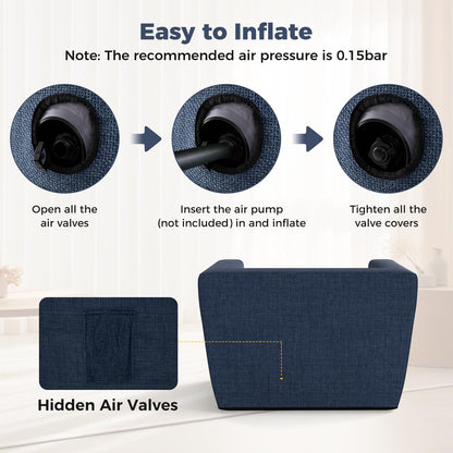 Inflatable Sofa Portable Blow Up Couch with Detachable Cover Single Lounger Air Sofa Chair