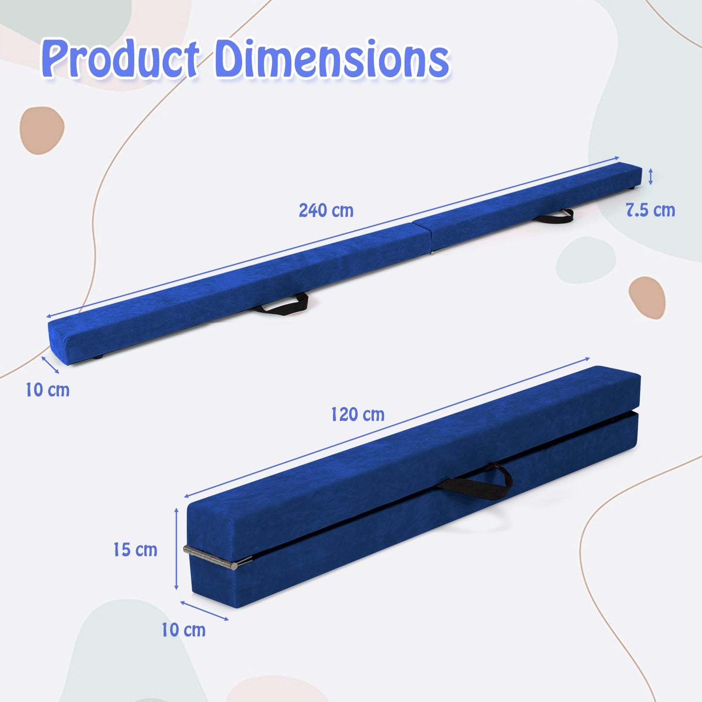 8 FT Folding Gymnastic Beam with Anti-slip Base for Toddler