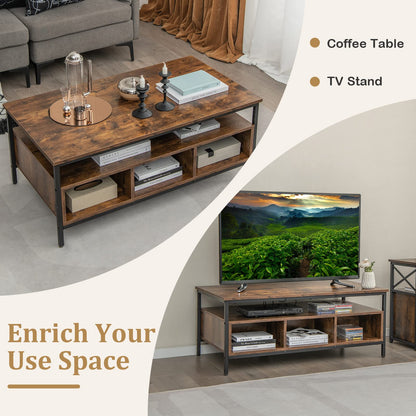 Wooden Cocktail Center Table with Storage Shelf
