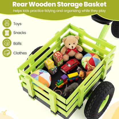 Kids Tricycle ( 121 x 57 x 68-77cm, with Storage Basket) | Carbon Steel Toddler Trike with Inflatable Rubber Tires
