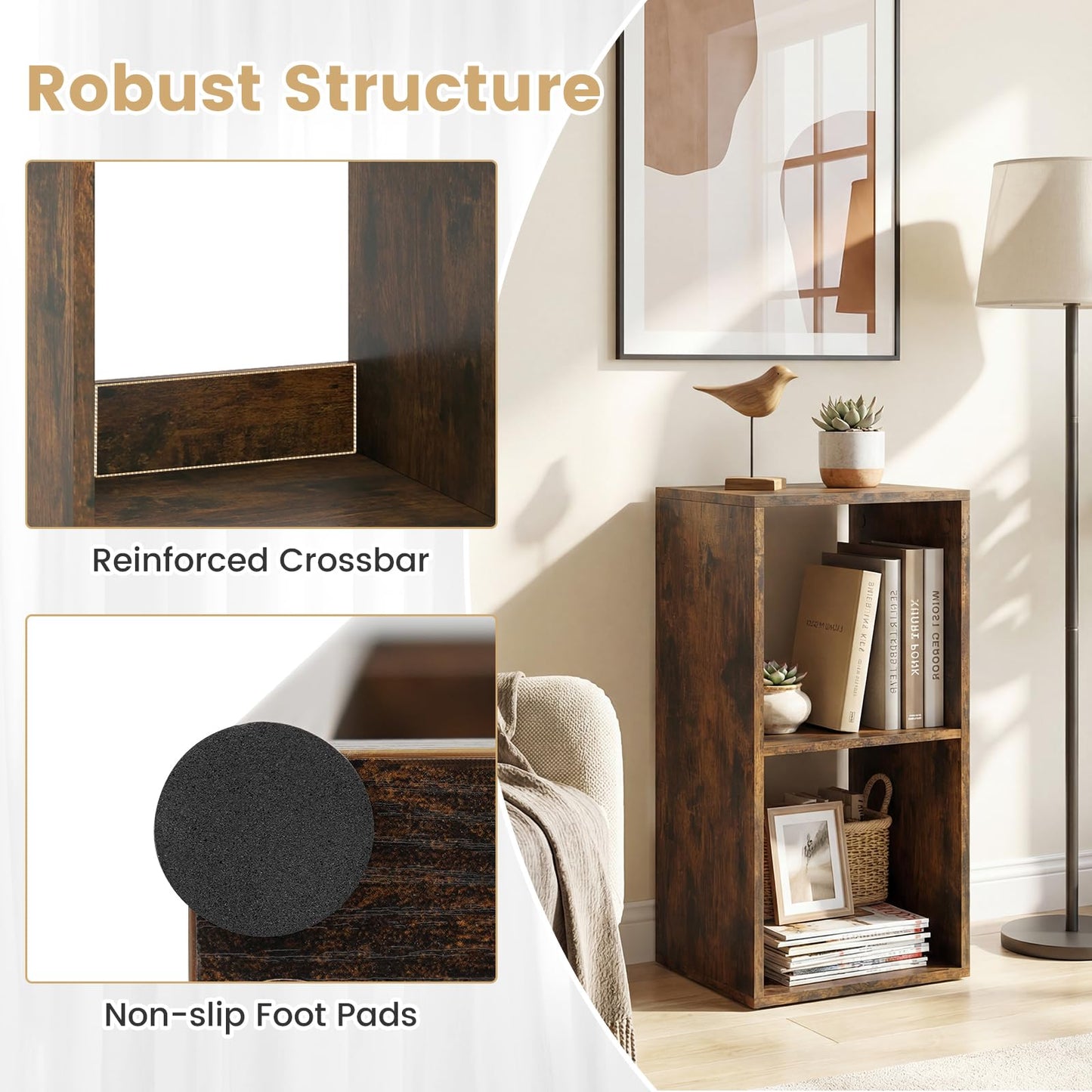 Bookshelf, Modern Vertical Bookcase with Anti-tipping Kits