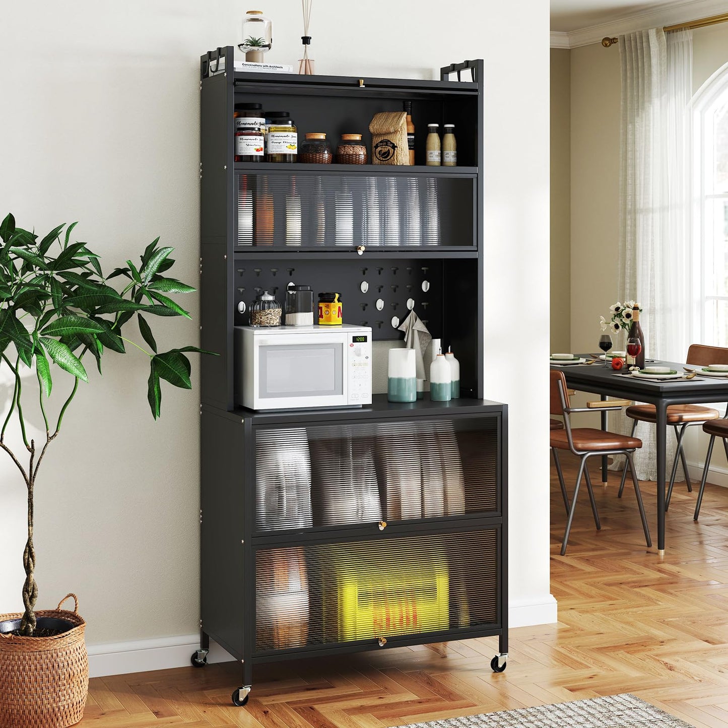 5 or 6 Tier Kitchen Pantry Cabinet Buffet Cabinet with Hutch
