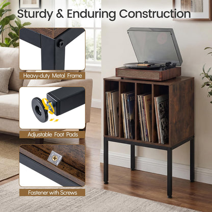 Record Player Stand, Turntable Stand End Sofa Side Table with 4 Vinyl Display Shelves