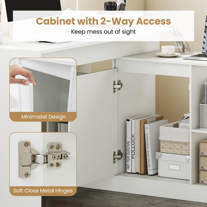 120CM Reversible Corner Writing Desk with 2-Way Cabinet